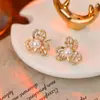 Brincos de flor de diamante de agulha de prata Widney temperamento elegante luxo leve alto senso moda simples brincos curinga atacado