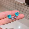 Pendientes con forma de corazón de Paraiba de imitación de estilo europeo y americano de Zhuang Shengsheng Jewelry, 10 x 10, colgante de 20 x 20