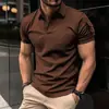 Camisa tipo polo de verano de venta rápida para hombre, europea y americana, con cuello abotonado, bolsillos en las mangas y manga corta