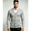 2026 Comercio Exterior Transfronterizo Otoño e Invierno Suéter Cardigan de Color Sólido con Cuello en V para Hombre Ropa de Punto Ajustada Casual Chaqueta para Hombre