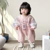 Macacão de Bebê Super Fofo para Primavera e Outono Roupas de Outono Estilo Princesa Roupas de Manga Longa Roupas para Sair Super Fofo e Doce