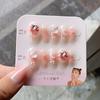 Uñas de fototerapia gruesas hechas a mano, uñas con estrella, amor, lazo, láminas para uñas, forma de corazón, parche para uñas con diamante rosa, 24 piezas