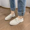 Zapatos Casuales Golden Step para Mujer, Nuevos de Primavera y Otoño, Estilo Británico Perezoso Slip-on con Hebilla Metálica, Planos Cómodos, Tipo Frijol