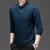 Novo Estilo Primavera e Outono 2024 para Homens de Meia-Idade: Suéter Tricotado Falso Duas Peças para Ir ao Trabalho Manga Longa Gola Reta Edição de Inverno