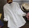 2022 venta caliente tops para mujer nuevo algodón lino color sólido manga larga talla grande casual holgado camisa