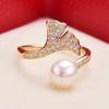 Anillo de hoja de ginkgo, diseño personalizado de moda, anillo de dedo índice abierto de cola de pez, ligero, lujoso, accesorios de moda, anillo elegante