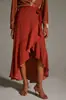 Falda Irregular Cruzada con Lazo Estilo Europeo y Americano para Mujer, de Cintura Alta, Adelgazante, Elegante, Fruncida, Estilo Vacacional de Longitud Media