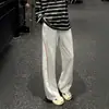 Pantalones Casuales Pesados de Corte Recto Holgados para Hombre Otoño Americanos Limpios con Hoja Curva Línea Hasselblad Pantalones Deportivos