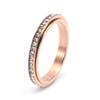 Anel feminino simples redondo com diamante completo em aço inoxidável giratório estilo coreano europeu e americano dourado temperamento anel de dedo joia de mão