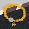 Pulseira de vidro com contas feita à mão Pulseira com tag Sorte Sorte pulseira de luxo leve ágata sintética feminina design de nicho ins