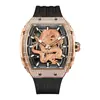 Reloj Bugatti Nuevo para Hombre Reloj Personalizado de Dragón Texturizado Diamante Temperamento Barril Forma Moda Reloj Mecánico