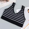 Ropa interior de rayas vintage con copa fija, hermosa espalda tipo tubo, de una pieza, fina, transpirable, deportiva, para mujer, sin aro de acero