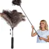 Plumero de Plumas de Avestruz para Eliminación de Polvo Estático, Limpieza del Hogar y del Coche, Herramienta de Limpieza para Polvo en Espacios Pequeños