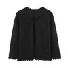 Ropa de mujer transfronteriza 2026 Estilo europeo y americano de moda versátil simple con decoración de encaje cuello en V hueco chaqueta de punto