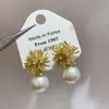 Brincos de Pérola com Zircônia Fogos de Artifício Moda Retrô Francês Temperamento Brincos para o Dia a Dia Luxo Leve Versátil Brincos de Alta Qualidade para Mulheres