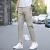 Calças Masculinas Cropped Slim Fit de Verão 2025, Calças Elásticas, Casuais Finas Leves, Versáteis para Negócios, Calças Tendência