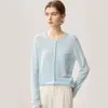 Nuevo Abrigo Cardigan de Punto Redondo 100% Lana Otoño/Invierno 2026 Color Sólido con Bolsillos Dobladillo Enrollado Suéter de Lana Holgado para Mujer