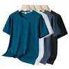 Amazon Transfronterizo Verano Hombres Ocio Deportes Seda de Hielo Manga Corta Color Sólido Vestido Papá Moda Camiseta Cuello Redondo