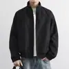 Jaqueta cardigan masculina versátil, novo estilo minimalista para primavera e outono, cor sólida de alta qualidade, para uso diário no trabalho, manga longa, gola alta