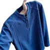 Nueva Camiseta de Color Sólido con Media Botonadura para Hombre Moderna Casual Simple Versátil para el Trabajo Top Holgado de Manga Larga
