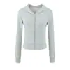 Chaqueta cárdigan corta con capucha para mujer, nuevo modelo de otoño 2026, color liso, bolsillos grandes, cierre de cremallera, corte ajustado, sudadera casual