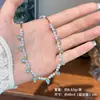 Moda Europea y Americana Nuevo Colorido Dopamina Perla Shijia Corazón Circonita Collar Cadena de Clavícula de Lujo Ligero Gama Alta para Mujeres