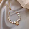 Pulsera Colgante de Concha y Estrella de Mar Transfronteriza Europea y Americana, Lujo Ligero, Moda de Alta Gama, Diseño de Pulsera Personalizado, Joyería de Mano de Nicho