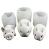 Molde de Silicona 3D Forma de Conejo Cerdo Tamaño Grande Pequeño Hecho a Mano Molde para Pastel Plegable Herramientas Molde para Mousse Pudín