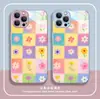 Estilo Popular de Celebridad de Internet Venta Caliente Dulce Patchwork Cuadros Flores Pequeñas Funda para Teléfono Superficie Brillante Vidrio Funda para iPhone18promax