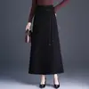 Falda elegante y a la moda de línea A para mujer, nuevo modelo otoño e invierno 2026, de cintura alta, adelgazante, con bajo amplio, fluida, versátil falda larga para mujer
