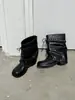 Botas de moda con remaches de tendencia para mujer, botines de invierno vintage con cordones y tacón grueso, botas de motocicleta de suela gruesa, botas de estilo británico para mujer que aumentan la altura