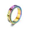 Anillo Giratorio Europeo y Americano de Acero de Titanio Estrella Luna de Amazon Anillo Descompresión Aliviar Ansiedad Anillo de Acero Inoxidable para Hombres y Mujeres