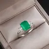 Fábrica de joias Zhuang Shengsheng direto cor tesouro Europeu e Americano popular simulação Esmeralda 8*10 retangular anel feminino joias