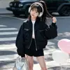 Chaqueta de Estilo Ropa de Trabajo para Niñas 2026 Nueva Moda Suelta Casual con Cremallera para Niños Mayores
