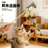 Brinquedo para Gato Desenho Animado Jacaré Vara Longa Franja Vara Provocadora para Gato Boneca de Pelúcia Colorida como Doce Fabricante de Suprimentos para Animais de Estimação # #