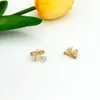 Novos Brincos Pequenos Estilo Chanel com Laço Doce e Zircônia Totalmente Cravejados em Diamante, Moda Europeia e Americana Ins para Mulheres