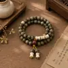 Nuevo brazalete de cuentas de oración budistas de sándalo verde estilo chino, cuentas de madera de sándalo