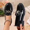 Transfronteiriço Tamanho Plus 2026 Novo Estilo Britânico Sapatos Pequenos de Couro Femininos Bico Redondo Sapatos de Solado Grosso Moda Versátil Mocassins Femininos