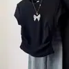 Camiseta Gris de Manga Corta con Lazo para Mujer, Verano 2026, Diseño Único, Hombro Normal, Top Adelgazante