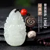 Jade de Hetian Doce Signos del Zodíaco Buda Llavero para Coche Colgante para Coche de Hombres y Mujeres Cordón Personalizado Colgante de Joyería de Jade