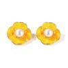 Brincos de dopamina de moda transfronteiriça brincos simples geométricos de camélia brincos atmosféricos de flor de pérola de alta qualidade para mulheres