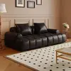 Sofá nuevo de cuero encerado al aceite estilo vintage para rascar gatos para sala de estar, adecuado para apartamentos pequeños, sofá de líneas rectas minimalista estilo americano