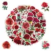 50 Peças de Adesivos de Grafite de Rosa Vermelha, Adesivos Decorativos à Prova d'Água para Garrafas de Água e Celulares, Adesivos Criativos de Planta Rosa Atacado
