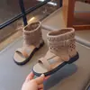 Sandalias para Niñas 2026 Moda de Verano Retro Botines con Punta Abierta Sandalias de Una Correa Caladas Zapatos Romanos para Niñas