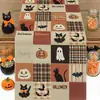 Camino de mesa de Halloween más vendido de Temu transfronterizo, mantel decorativo navideño de lino, alfombrilla de té de gama alta para mueble de TV