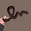 Presilha de Garra Curva em Forma de S Cor Chocolate para Mulheres, Tamanho Grande, High-End, Elegante, Versátil, Acessório de Cabelo Tipo Shark Clip para a Parte de Trás da Cabeça