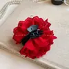 Pinza para el pelo con flor de encaje estilo vacación romántica de principios de primavera, pasador atmosférico nuevo y moderno, pinza de tiburón hecha a mano con flor de rosa