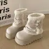 Botines de felpa con suela gruesa, botas de nieve para mujer, nuevo modelo popular 2026, cálidos de invierno, forrados de felpa, con correa de doble hebilla desmontable, botas de algodón