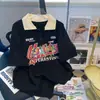1.0-150kg Talla Grande Moderna Estilo Perezoso Camiseta de Manga Corta con Cuello Polo, Corte Holgado, Top Casual Versátil