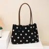 Nova Bolsa Tote de Lona Grande Capacidade com Bolinhas Feminina Bonita Casual de Mão Ombro Leve para o Dia a Dia Bolsa de Axila